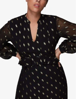 Whistles Dobby Polka-dot Chiffon Midi Dress -Reisi Clothing Shop R04063904 BLACK ALT04