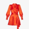Zimmermann Plunge-neck Wrap-over Silk Mini Dress -Reisi Clothing Shop R04065788 RED M