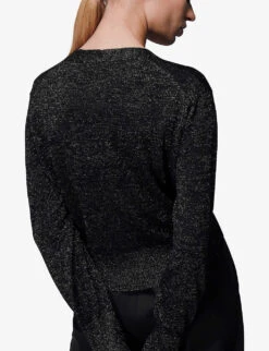 Whistles Sparkle Wool-blend Tie Cardigan -Reisi Clothing Shop R04067955 BLACK ALT03