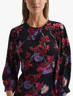 Reiss Paulina Floral-print Woven Mini Dress -Reisi Clothing Shop R04068087 BLACKPINK ALT04