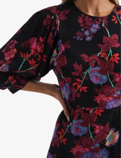 Reiss Paulina Floral-print Woven Mini Dress -Reisi Clothing Shop R04068087 BLACKPINK ALT05