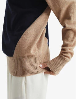 Reiss Nova Panelled Block Wool And Cashmere-blend Roll-neck Jumper 11 Reiss Nova Panelled Block Wool And Cashmere-blend Roll-neck Jumper -Reisi Clothing Shop R04068258 NAVYCAMEL ALT04