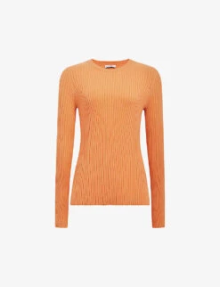Reiss Split-hem Ribbed Cotton Jumper