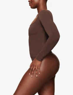 Vintage Scoop-neck Stretch-cotton Top -Reisi Clothing Shop R04068465 COCOA ALT02