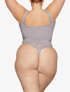 Vintage Scoop-neck Stretch-cotton Tank Top -Reisi Clothing Shop R04068466 HEATHERGREY ALT03