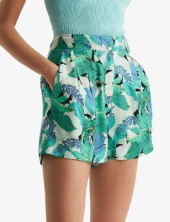 Reiss Dana Floral-print Mid-rise Woven Shorts -Reisi Clothing Shop R04070711 AQUAMARINE ALT02