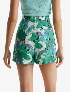 Reiss Dana Floral-print Mid-rise Woven Shorts -Reisi Clothing Shop R04070711 AQUAMARINE ALT03