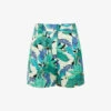 Reiss Dana Floral-print Mid-rise Woven Shorts -Reisi Clothing Shop R04070711 AQUAMARINE M