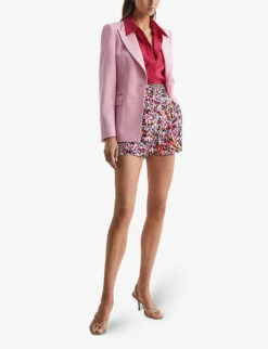 Reiss Lara Floral-print Mid-rise Woven Shorts -Reisi Clothing Shop R04070712 PINK ALT01