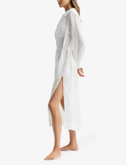 Reiss Keava Relaxed-fit Linen Midi Dress -Reisi Clothing Shop R04070753 WHITE ALT02