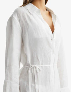 Reiss Keava Relaxed-fit Linen Midi Dress -Reisi Clothing Shop R04070753 WHITE ALT04