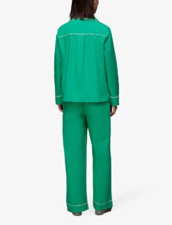 Whistles Contrast-piping Relaxed-fit Cotton Pyjamas -Reisi Clothing Shop R04074624 MULTICOLOURED ALT02