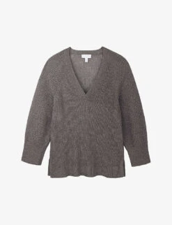 V-neck Sparkle-knit Linen-blend Jumper