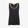 Reiss Riley Contrast-trim Stretch-silk Vest Top -Reisi Clothing Shop R04075263 BLACKCAMEL M