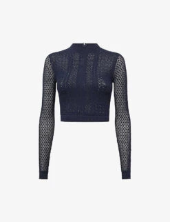 Reiss Judy High-neck Crochet-woven Cropped Jumper