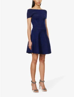 ALAIA Dance Fit-and-flare Wool-blend Mini Dress -Reisi Clothing Shop R04076397 BLEUROYAL ALT02