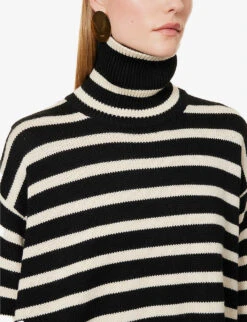 Toteme Striped Turtleneck Wool-blend Knitted Jumper -Reisi Clothing Shop R04077089 BLACKSTRIPE ALT04