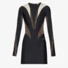 Mugler Spiral Panelled Stretch-woven Mini Dress -Reisi Clothing Shop R04078203 BLACKNUDE01 M