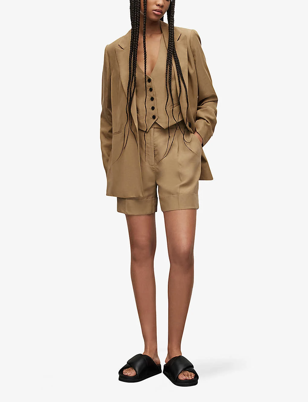 AllSaints Deri Lyn Wide-leg Mid-rise Woven Shorts 4 AllSaints Deri Lyn Wide-leg Mid-rise Woven Shorts - Image 2