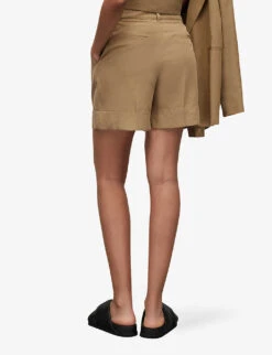 AllSaints Deri Lyn Wide-leg Mid-rise Woven Shorts 10 AllSaints Deri Lyn Wide-leg Mid-rise Woven Shorts -Reisi Clothing Shop R04080479 LIGHTKHAKIBR ALT03