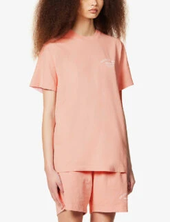 Wellness Slogan-print Cotton Jersey T-shirt -Reisi Clothing Shop R04081046 ROSEWHITE ALT02