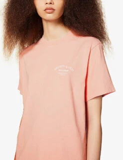 Wellness Slogan-print Cotton Jersey T-shirt -Reisi Clothing Shop R04081046 ROSEWHITE ALT04