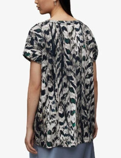 AllSaints Ines Imogen Abstract-print Organic-cotton T-shirt 10 AllSaints Ines Imogen Abstract-print Organic-cotton T-shirt -Reisi Clothing Shop R04081469 WHITEMONO ALT03