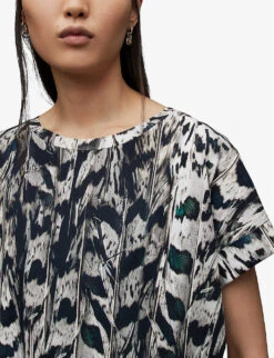 AllSaints Ines Imogen Abstract-print Organic-cotton T-shirt 11 AllSaints Ines Imogen Abstract-print Organic-cotton T-shirt -Reisi Clothing Shop R04081469 WHITEMONO ALT04