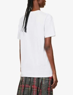 Vivienne Westwood Classic Orb-embroidered Cotton T-shirt 10 Vivienne Westwood Classic Orb-embroidered Cotton T-shirt -Reisi Clothing Shop R04081555 WHITE ALT03