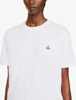 Vivienne Westwood Classic Orb-embroidered Cotton T-shirt 11 Vivienne Westwood Classic Orb-embroidered Cotton T-shirt -Reisi Clothing Shop R04081555 WHITE ALT04