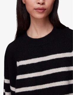 Whistles Stripe Relaxed-fit Knitted Mini Dress -Reisi Clothing Shop R04082107 BLACK ALT04