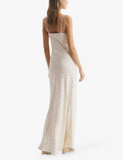 Reiss Louisa Metallic-pattern Woven Maxi Dress -Reisi Clothing Shop R04082321 WHITEGOLD ALT03