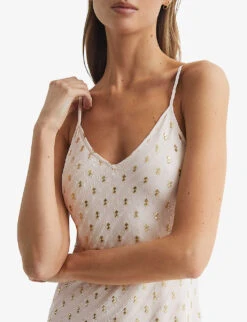 Reiss Louisa Metallic-pattern Woven Maxi Dress -Reisi Clothing Shop R04082321 WHITEGOLD ALT04