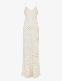 Reiss Louisa Metallic-pattern Woven Maxi Dress