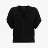 AllSaints Bronte V-neck Wool Cardigan 2 AllSaints Bronte V-neck Wool Cardigan -Reisi Clothing Shop R04082452 BLACK M