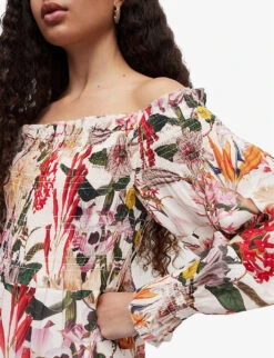 AllSaints Floral-print Woven Midi Dress -Reisi Clothing Shop R04082736 PEARLWHITEMU ALT02