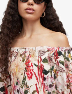 AllSaints Floral-print Woven Midi Dress -Reisi Clothing Shop R04082736 PEARLWHITEMU ALT04