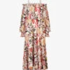 AllSaints Floral-print Woven Midi Dress 1 AllSaints Floral-print Woven Midi Dress -Reisi Clothing Shop R04082736 PEARLWHITEMU M