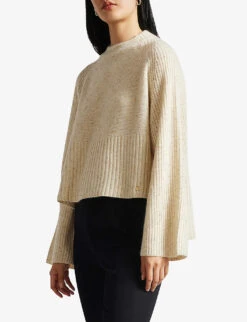 Ted Baker Prisela Wide-sleeve Cashmere-blend Jumper 8 Ted Baker Prisela Wide-sleeve Cashmere-blend Jumper -Reisi Clothing Shop R04083578 NATURAL ALT02