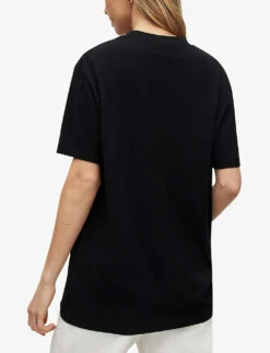 AllSaints Rila Boyfriend Logo-print Organic-cotton T-shirt 10 AllSaints Rila Boyfriend Logo-print Organic-cotton T-shirt -Reisi Clothing Shop R04085125 BLACK ALT03