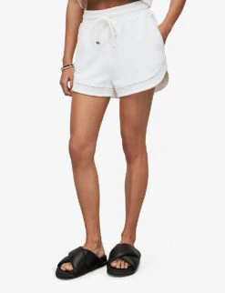 AllSaints Lila Crochet-trim Organic-cotton Shorts -Reisi Clothing Shop R04085137 CHALKWHITE ALT02