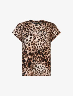 AllSaints Evita Anna Leopard-print Organic-cotton T-shirt