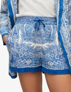 AllSaints Aleida Rafaela Paisley-print Woven Shorts -Reisi Clothing Shop R04086654 BLUEWHITE ALT04