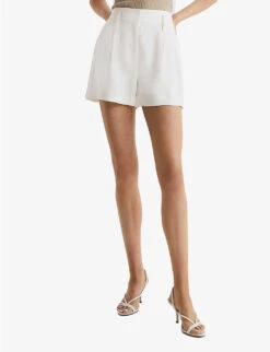 Reiss Hollie Pleated Woven Shorts -Reisi Clothing Shop R04086957 WHITE ALT02