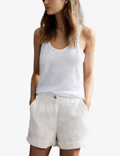 Reiss Demi Patch-pocket Linen Shorts -Reisi Clothing Shop R04086958 WHITE ALT02
