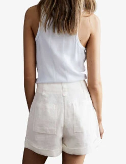 Reiss Demi Patch-pocket Linen Shorts -Reisi Clothing Shop R04086958 WHITE ALT03