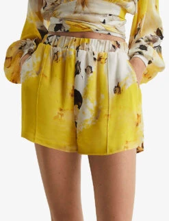 Reiss Odette Floral-print Woven Shorts -Reisi Clothing Shop R04086963 YELLOW ALT02