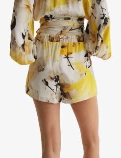 Reiss Odette Floral-print Woven Shorts -Reisi Clothing Shop R04086963 YELLOW ALT03