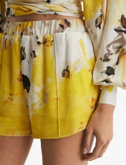 Reiss Odette Floral-print Woven Shorts -Reisi Clothing Shop R04086963 YELLOW ALT04