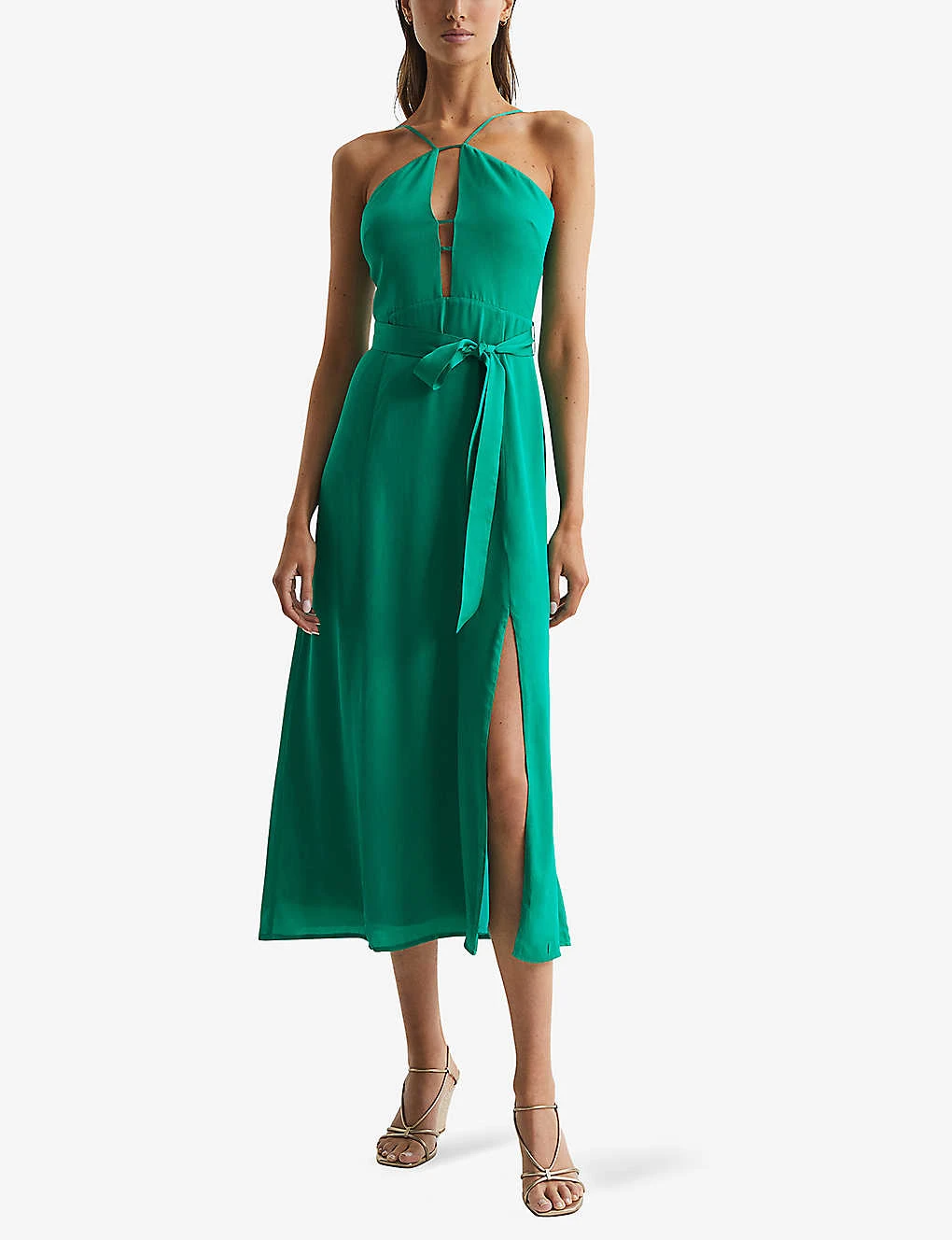 Reiss Arianna Plunge Halter-neck Woven Midi Dress 4 Reiss Arianna Plunge Halter-neck Woven Midi Dress - Image 2